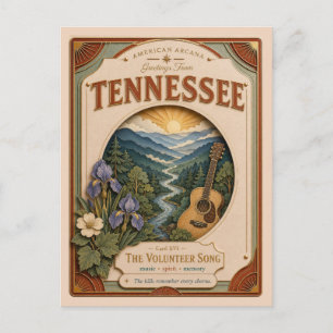 Carte Postale Tennessee Vintage Paper Cut American Arcana