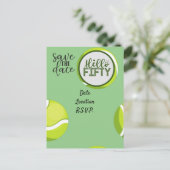 Carte Postale Tennis 50e Anniversaire Enregistrer la date (Debout devant)