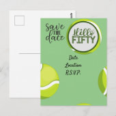 Carte Postale Tennis 50e Anniversaire Enregistrer la date (Devant / Derrière)