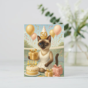 Carte Postale Tennis 50e anniversaire pour les amoureux des chat