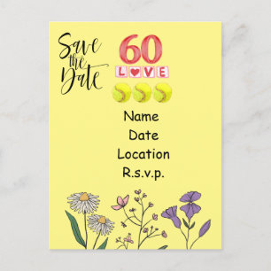 Carte Postale Tennis 60e anniversaire Enregistrer la date