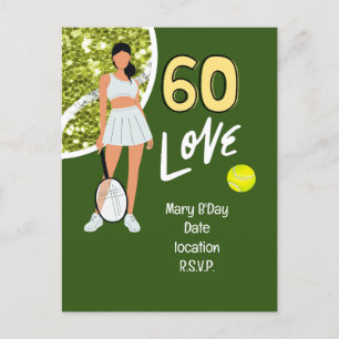 Carte Postale Tennis 60e anniversaire pour femme joueur