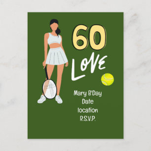 Carte Postale Tennis 60e anniversaire pour joueuse