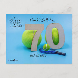 Carte Postale Tennis 70th Birthday Enregistrer l'invitation Date