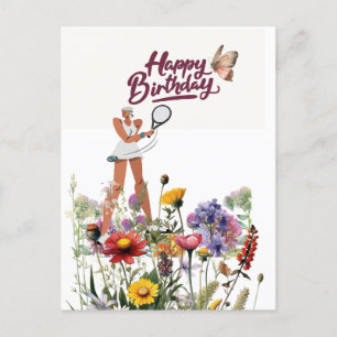 Carte Postale Tennis Anniversaire pour Joueuse