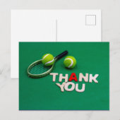 Carte Postale Tennis ball et merci mot sur vert (Devant / Derrière)