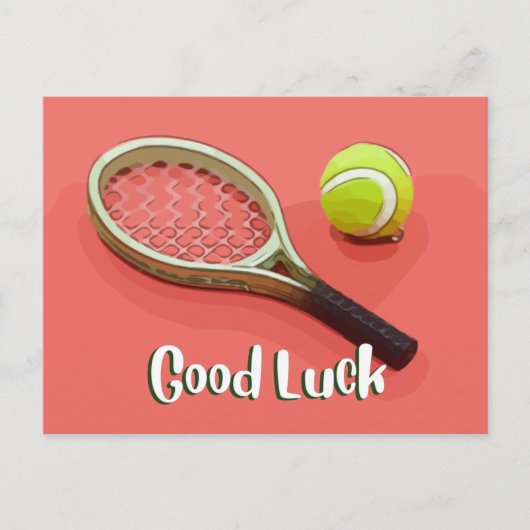 Carte Postale Tennis Bonne chance sur arrière - plan rouge (Devant)