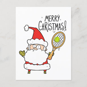 Carte Postale Tennis Christmas Holiday Card avec balle et Père N