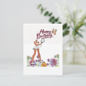Carte Postale Tennis d'anniversaire pour joueuse  (Debout devant)