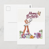 Carte Postale Tennis d'anniversaire pour joueuse  (Devant / Derrière)