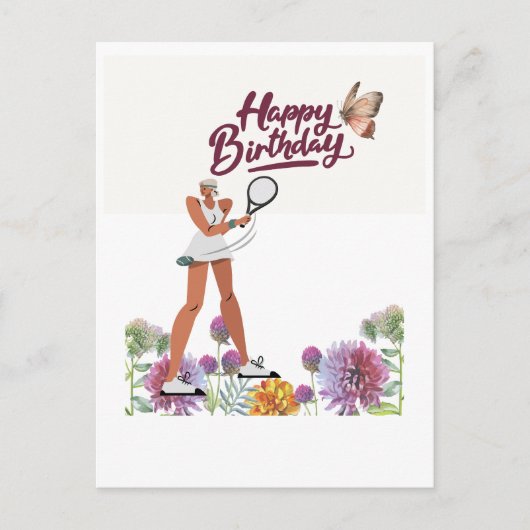 Carte Postale Tennis d'anniversaire pour joueuse  (Devant)