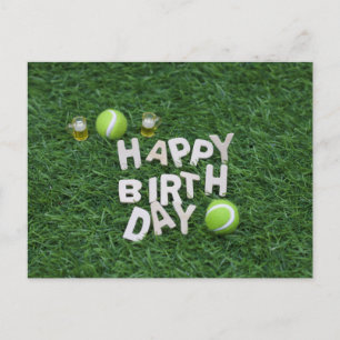 Carte Postale Tennis Joyeux Anniversaire avec balle de tennis su