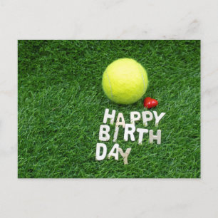 Carte Postale Tennis Joyeux anniversaire avec coeur d'amour 