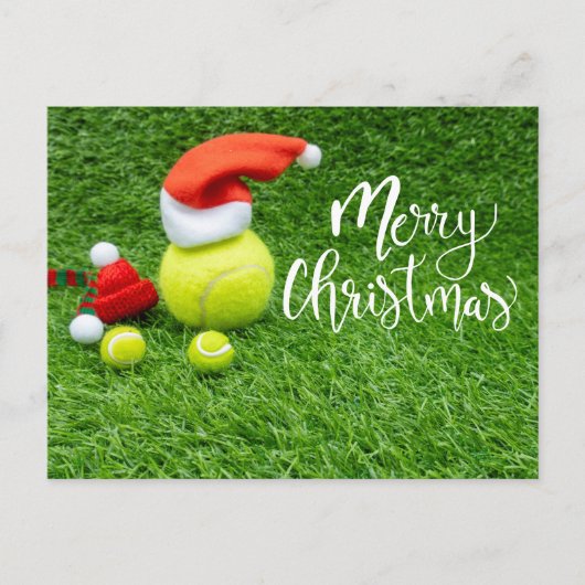 Carte Postale Tennis Joyeux Noël avec balle verte (Devant)