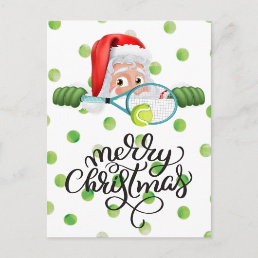 Carte Postale Tennis Joyeux Noël avec le Père Noël (Devant)