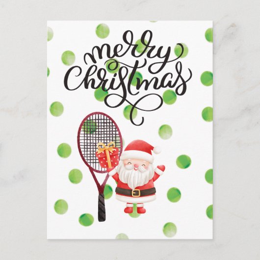 Carte Postale Tennis Joyeux Noël avec le Père Noël (Devant)