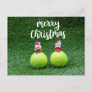 Carte Postale Tennis Joyeux Noël avec le Père Noël en vert