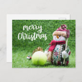 Carte Postale Tennis Joyeux Noël avec Snowman (Devant / Derrière)