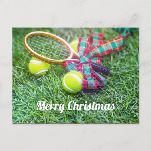 Carte Postale Tennis Noël Vacances avec raquette et balle (Devant)