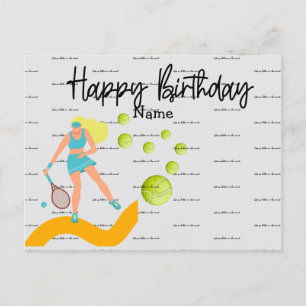 Carte Postale Tennis Player joue à Happy Birthday Postcard