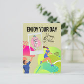 Carte Postale Tennis profitez de votre journée joyeux anniversai (Debout devant)
