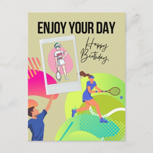 Carte Postale Tennis profitez de votre journée joyeux anniversai (Devant)