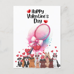 Carte Postale TENNIS Saint Valentin pour jouer avec amour