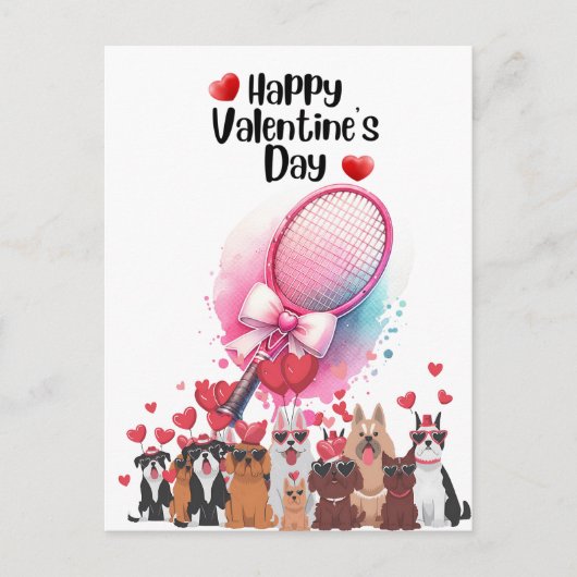 Carte Postale TENNIS Saint Valentin pour jouer avec amour (Devant)