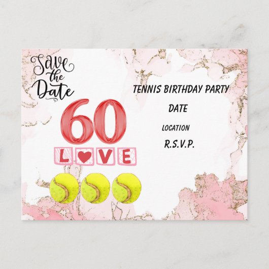 Carte Postale Tennis save the date 60e anniversaire (Devant)