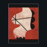 Carte postale Tension<br><div class="desc">Un abstrait simple en noir,  blanc et rouge orange. Une grande forme incurvée passe de haut en bas sur un arrière - plan rouge-orange. Les lignes droites se croisent sur la grande forme tandis que 3 accents noirs ornent le côté droit,  puis se répètent au bas.</div>