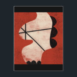 Carte postale Tension<br><div class="desc">Un abstrait simple en noir,  blanc et rouge orange. Une grande forme incurvée passe de haut en bas sur un arrière - plan rouge-orange. Les lignes droites se croisent sur la grande forme tandis que 3 accents noirs ornent le côté droit,  puis se répètent au bas.</div>