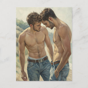 Carte Postale Tension et équilibre : Intimité masculine