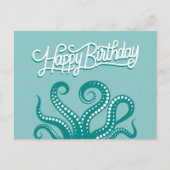 Carte Postale Tentacules de poulpe sauvage vert Joyeux Anniversa (Devant)