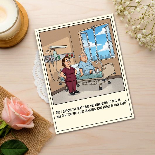 Carte Postale Tentative d'évasion du patient à l'hôpital : Bon r