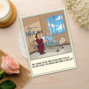 Carte Postale Tentative d'évasion du patient à l'hôpital : en bo