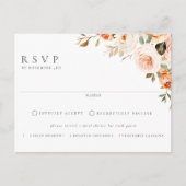 Carte Postale Terme Automne Floral Repas Choix Mariage RSVP (Devant)