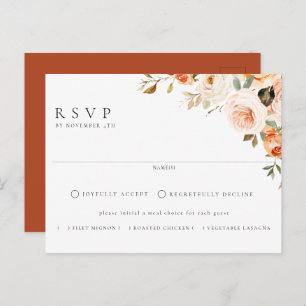 Carte Postale Terme Automne Floral Repas Choix Mariage RSVP