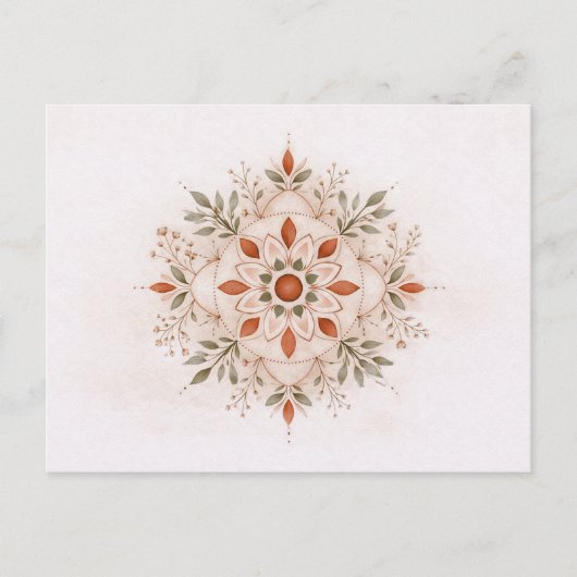 Carte Postale Terracotta Boho Botanical Mandala Watercolor  (Devant)