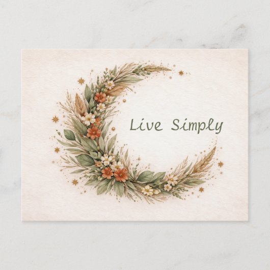 Carte Postale Terracotta Boho Floral Crescent Moon Botanical  (Devant)