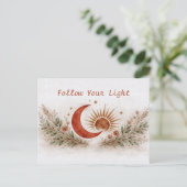 Carte Postale Terracotta Boho Sun Moon Botanical Watercolor  (Debout devant)