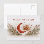 Carte Postale Terracotta Boho Sun Moon Botanical Watercolor  (Devant / Derrière)