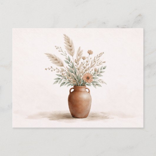 Carte Postale Terracotta Boho Vase Pampas Grass Botanical (Devant)