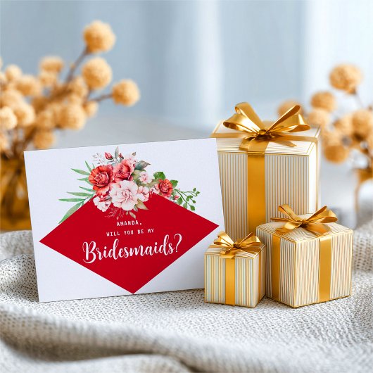 Carte Postale Terracotta Burgundy Blush Floral Bridesmaid