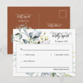 Carte Postale Terracotta Fall Green Feuilles QR Code Adresse RSV (Devant / Derrière)