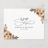 Carte Postale Terracotta Floral Botanical QR Code Mariage RSVP (Devant)