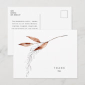 Carte Postale Terracotta Foliage Funérailles Merci Nom et date (Devant / Derrière)