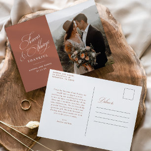 Carte Postale Terracotta Forever et Always Mariage Remerciements