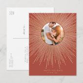 Carte Postale Terracotta & Gold sunburframe photo de Noël (Devant / Derrière)