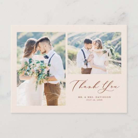 Carte Postale Terracotta Joli Script Photo Collage Merci (Devant)