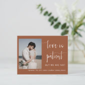 Carte Postale Terracotta Moderne Script Minimal Elopement Photo (Debout devant)